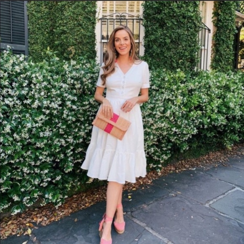 Gal Meets Glam Angela white linen and cotton dress
